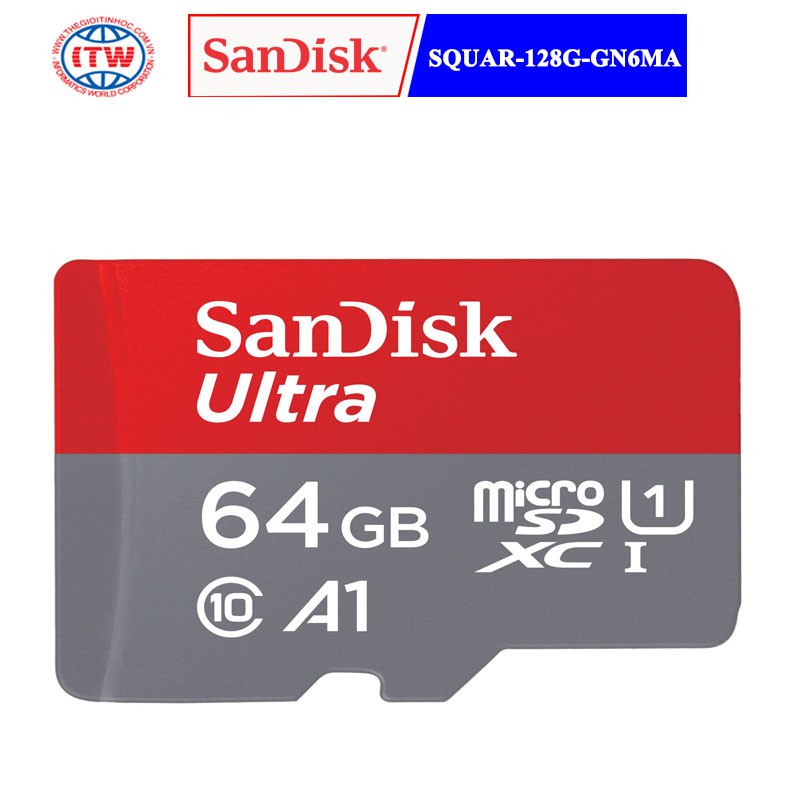 Thẻ nhớ SanDisk Ultra microSDXC 64GB, C10, A1, UHS-I, 100MB + Adapter