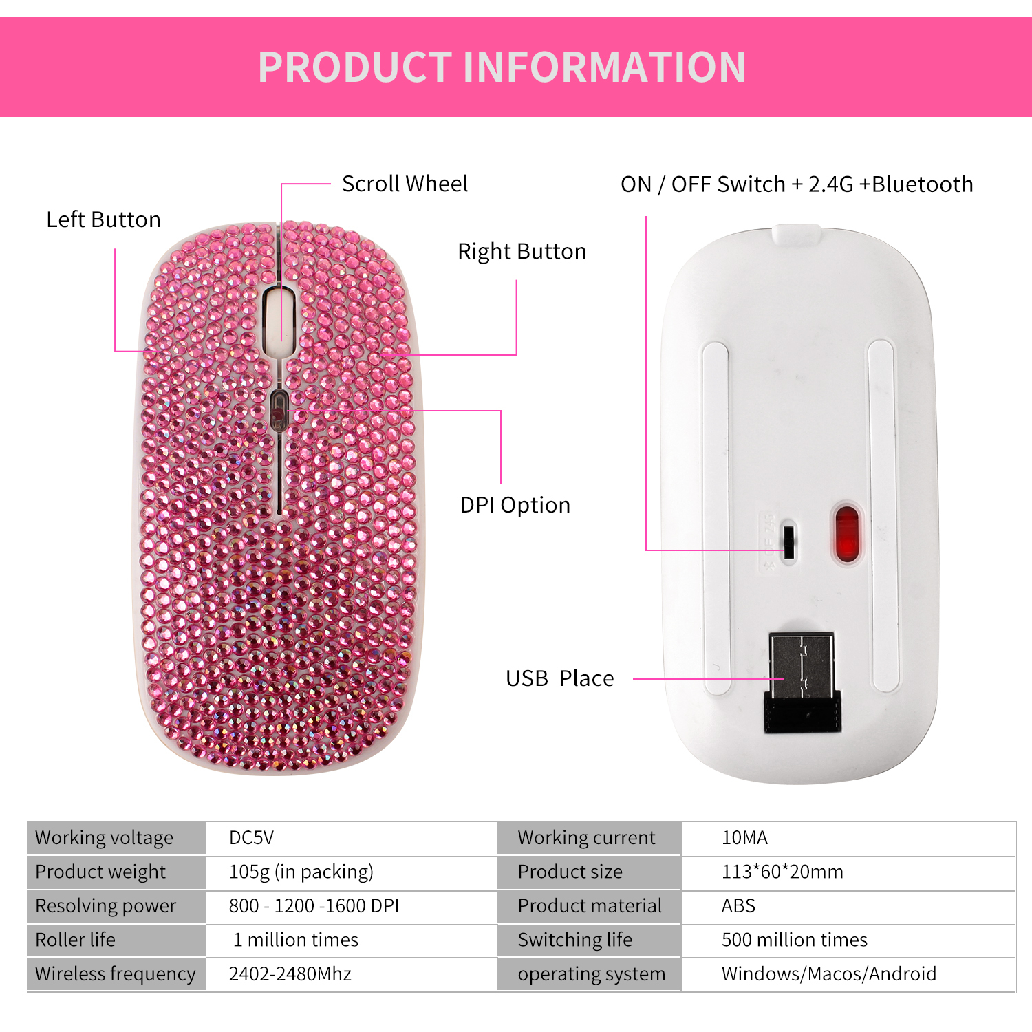 Chuột Không Dây Bluetooth 5.2 + Usb2.4G