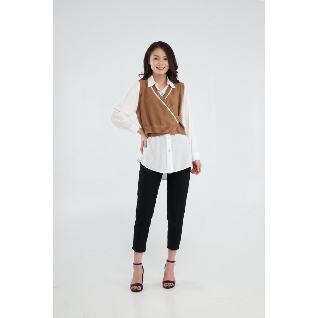 Quần jean nữ chính hãng YODY gấu tua rua dáng boy co giãn tốt - QJN4018