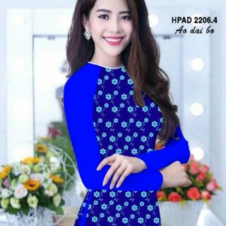 Vải áo dài hoa phối tay trơn
