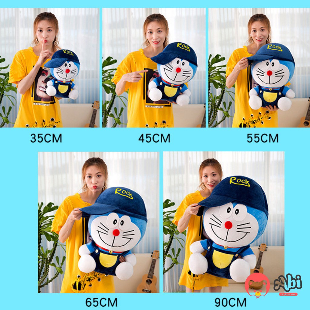 Gấu bông Doraemon đội mũ chất liệu vải nhung Hàn Quốc đáng yêu ngộ nghĩnh