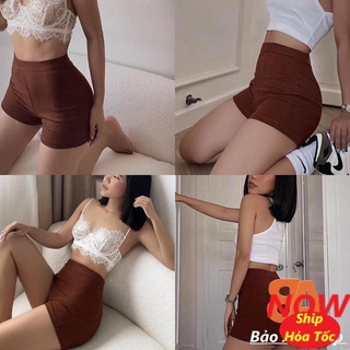 Quần đùi nữ chất vải gân đũa lưng thun cạp cao