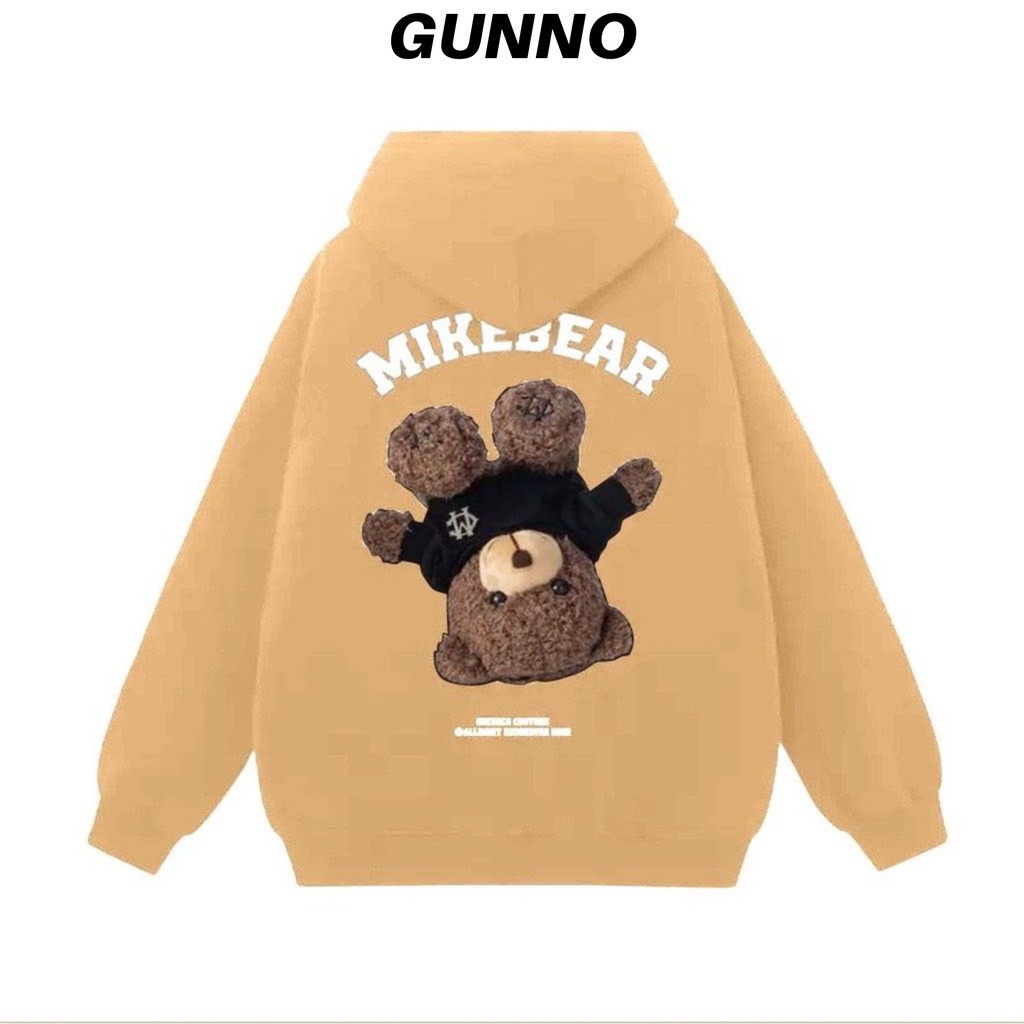 Áo Hoodie GUNNO, áo khoác nỉ Zip in hình MIKE BEAR, form rộng, full 6 màu