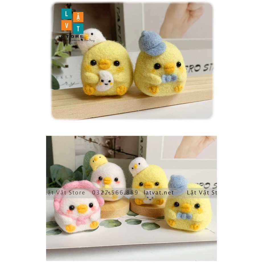 Bộ len chọc Biệt Đội Gà Con nhỏ nhắn - dễ thương - Needle felting chicken cho người mới bắt đầu