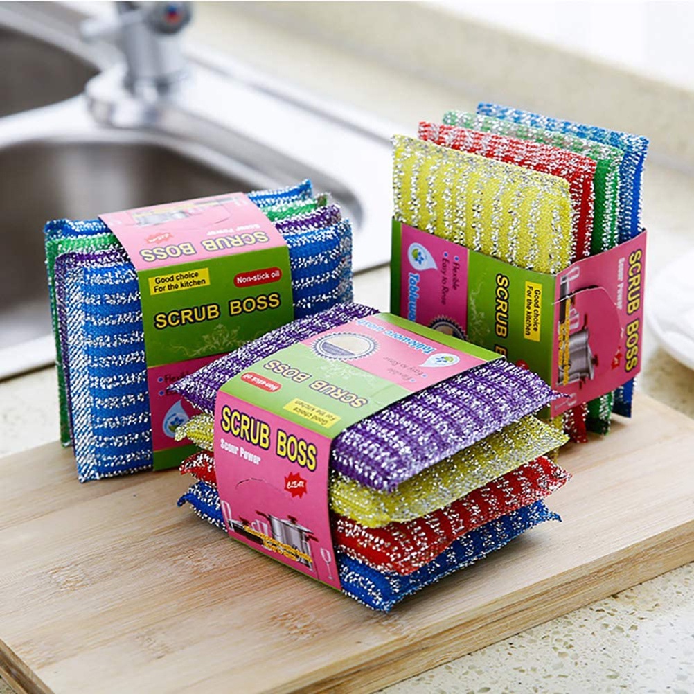 Set 4 miếng bọt biển kim loại chà rửa nồi chảo vệ sinh nhà bếp gia đình