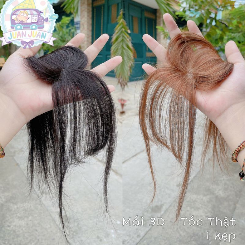 Tóc mái giả 3d, làm bằng sợi tóc thật, 1 kẹp bấm