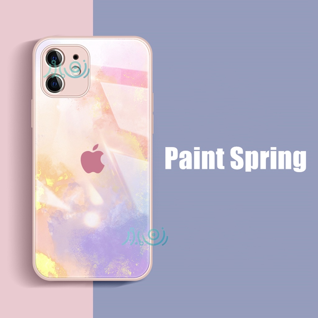 Ốp Điện Thoại Kính Cường Lực Chống Sốc In Hình Vẽ Màu Nước Cho Iphone 11 12 Pro Max X Xs Max Xr 7 + 8 Plus Se 2020 11 Pro 12 Mini