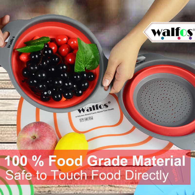 Rổ đóng mở bằng silicone Walfos hỗ trợ rửa rau củ 2 màu