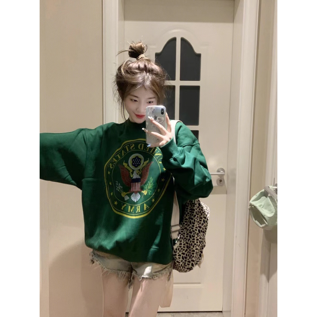 NRVP Áo nỉ dài tay oversize phong cách Hàn Quốc mới cho nữ