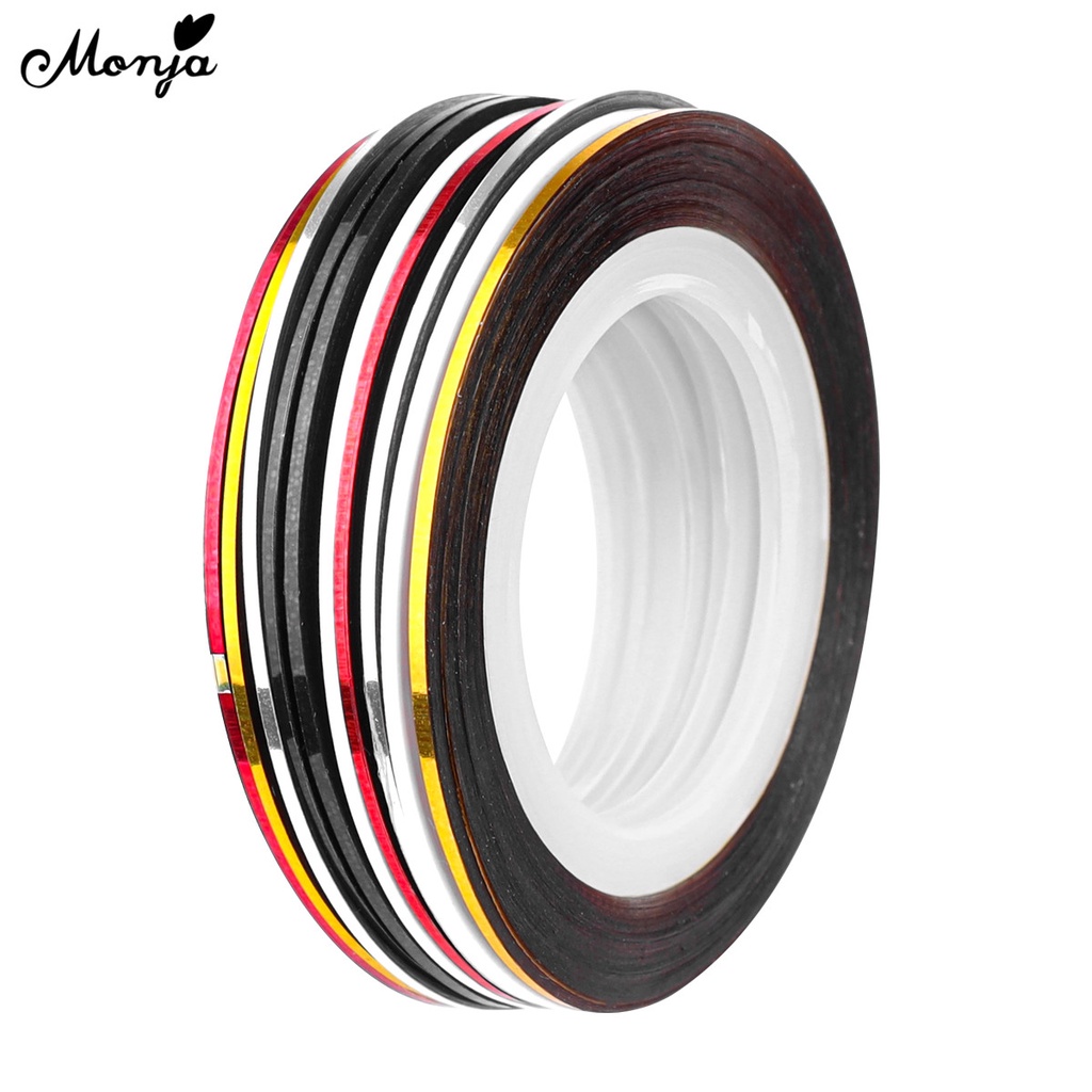 MONJA 5 Cuộn Băng Keo Dán Trang Trí Móng Tay 3D DIY