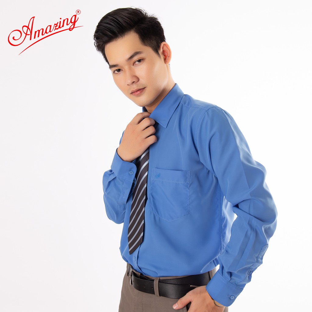 Áo sơ mi nam nhiều màu, chất vải KT silk mềm mát, somi dài tay, vạt bầu, thanh lịch, hiệu Amazing