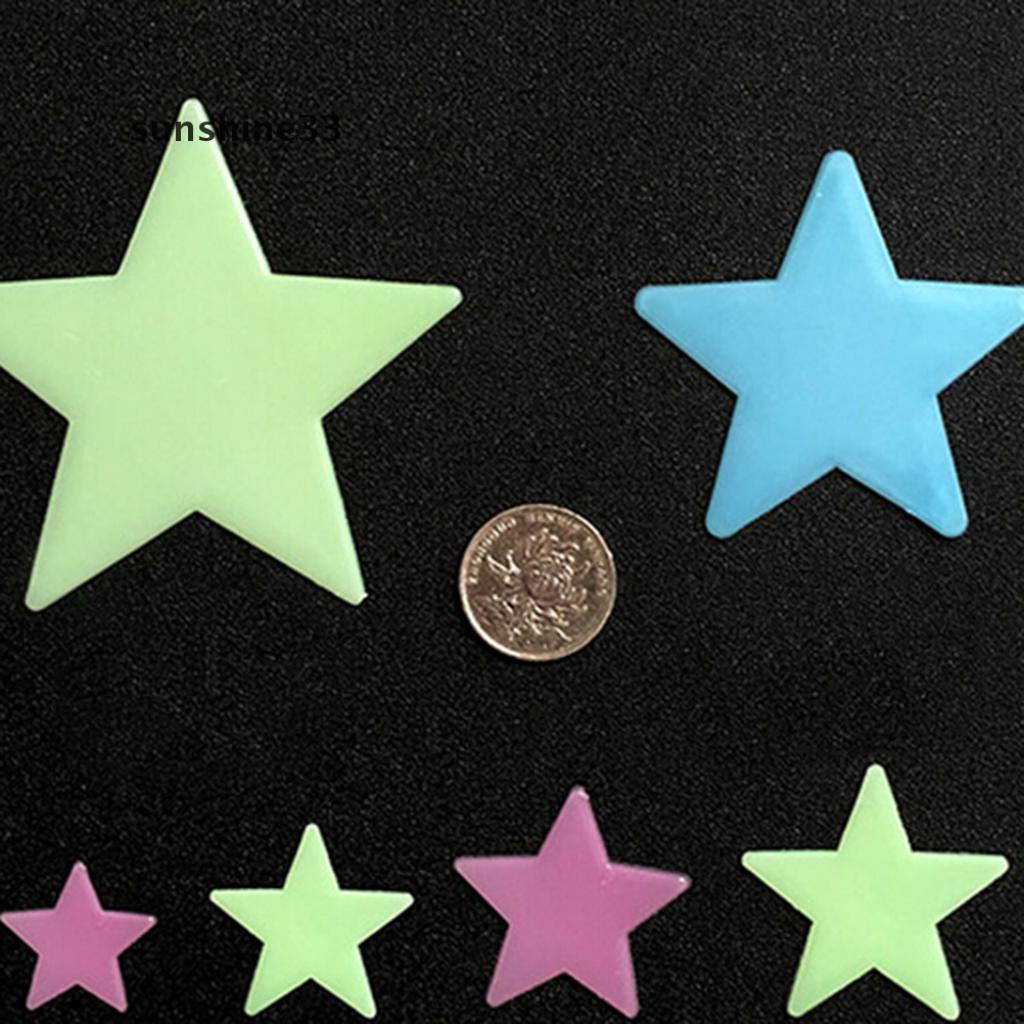 Bộ 100 miếng dán tường hình ngôi sao dạ quang trang trí phòng ngủ cho bé chất lượng cao