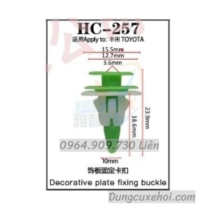 Bộ 20 đinh tán, chốt vít nở vit Nhựa Loại 1 cho xe hơi ô tô toyota Nhựa Nylon Polyme AHC257