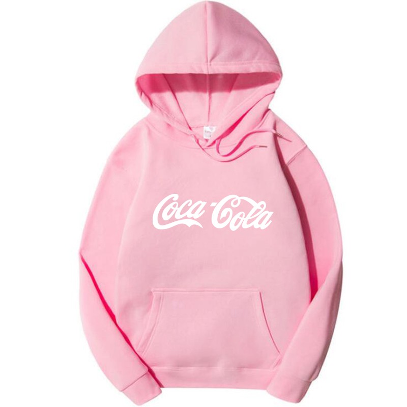 Áo Hoodie Lót Nhung Họa Tiết Coca-cola Độc Đáo Phong Cách Hồng Kông