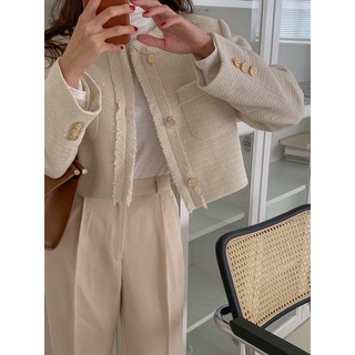 Áo khoác dạ tweed ulzzang dáng croptop