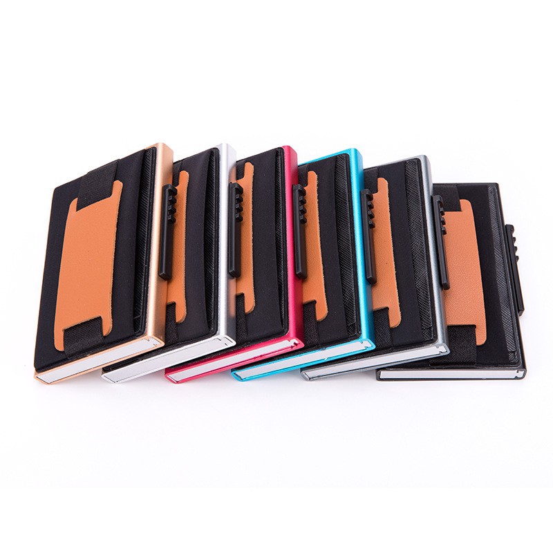 HYX Metal RFID Blocking Pop-Up Bank Credit Card Holder Portable Anti Theft Card Clip Case Bag