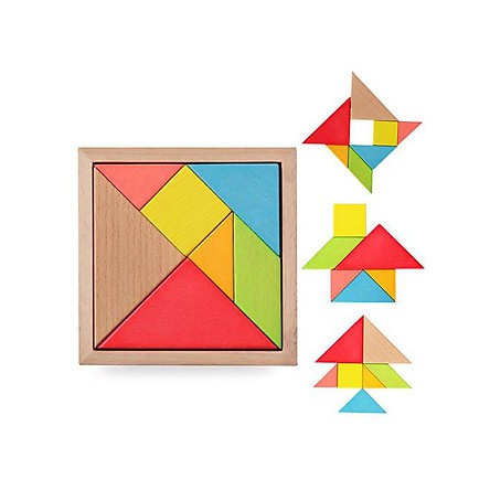 Combo đồ chơi gỗ 5 món đàn, sâu, tháp, luồn lớn, tangram