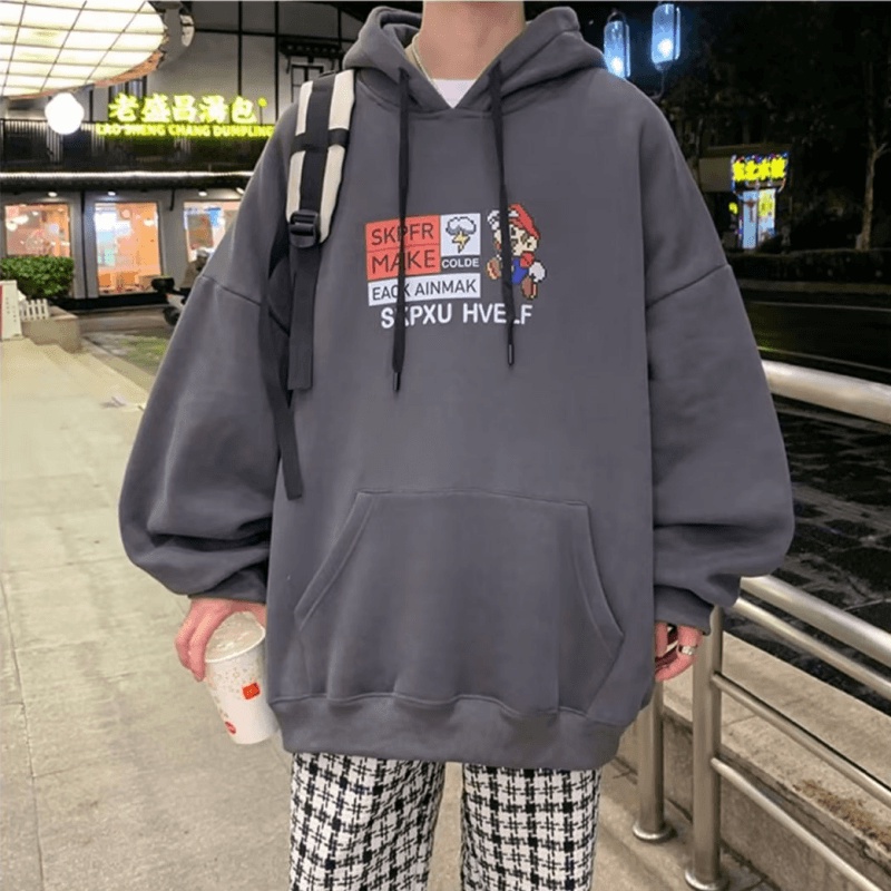 【M-5XL】Fashion Casual Japanese Men's loose hoodie letter Printed Winter Sweatshirt Unisex high quality Large size Hoods