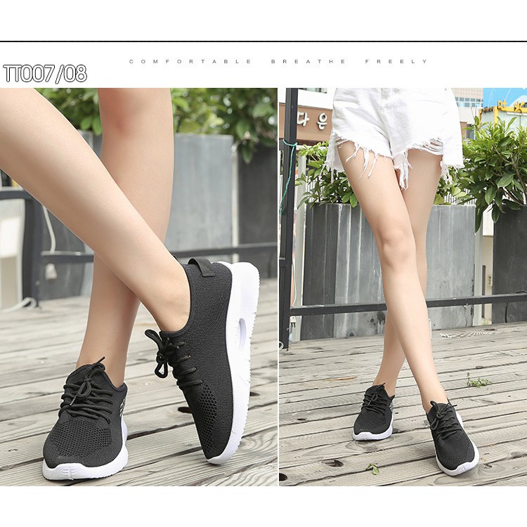 (Lẻ Size 35 SALE 59k) - Giày Thể Thao Nữ Buộc Dây Hàn Quốc Giá Rẻ Màu Trắng 2019 - Chất Vải Sợi Dệt TT007/08 | BigBuy360 - bigbuy360.vn