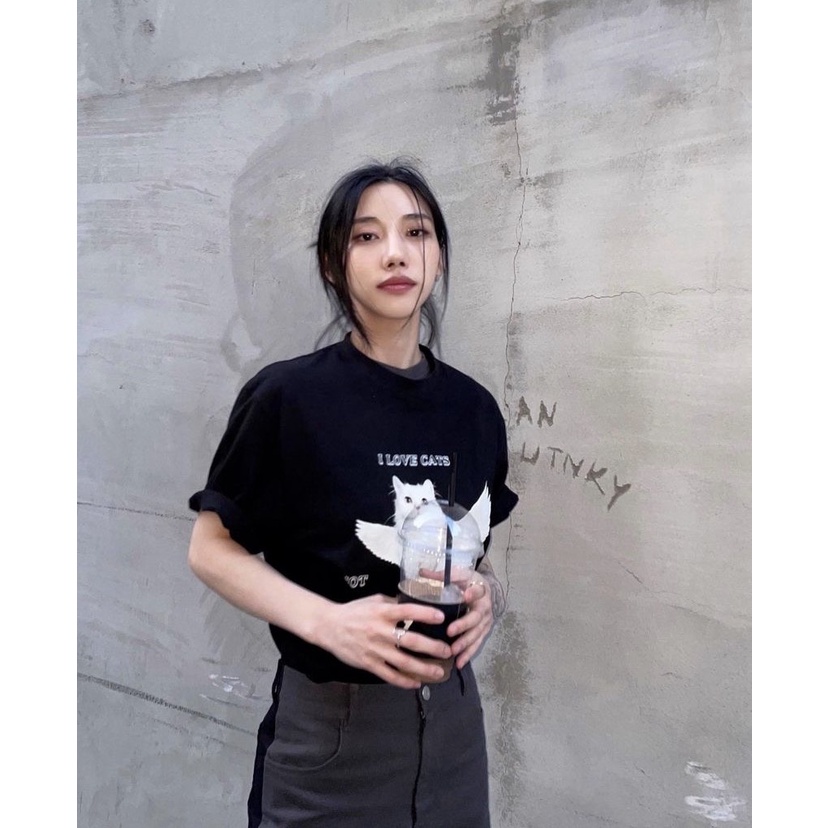 FENNI® Áo thun nữ LOVECATNOTYOU , áo phông basic hiện đại chất cotton dày dặn