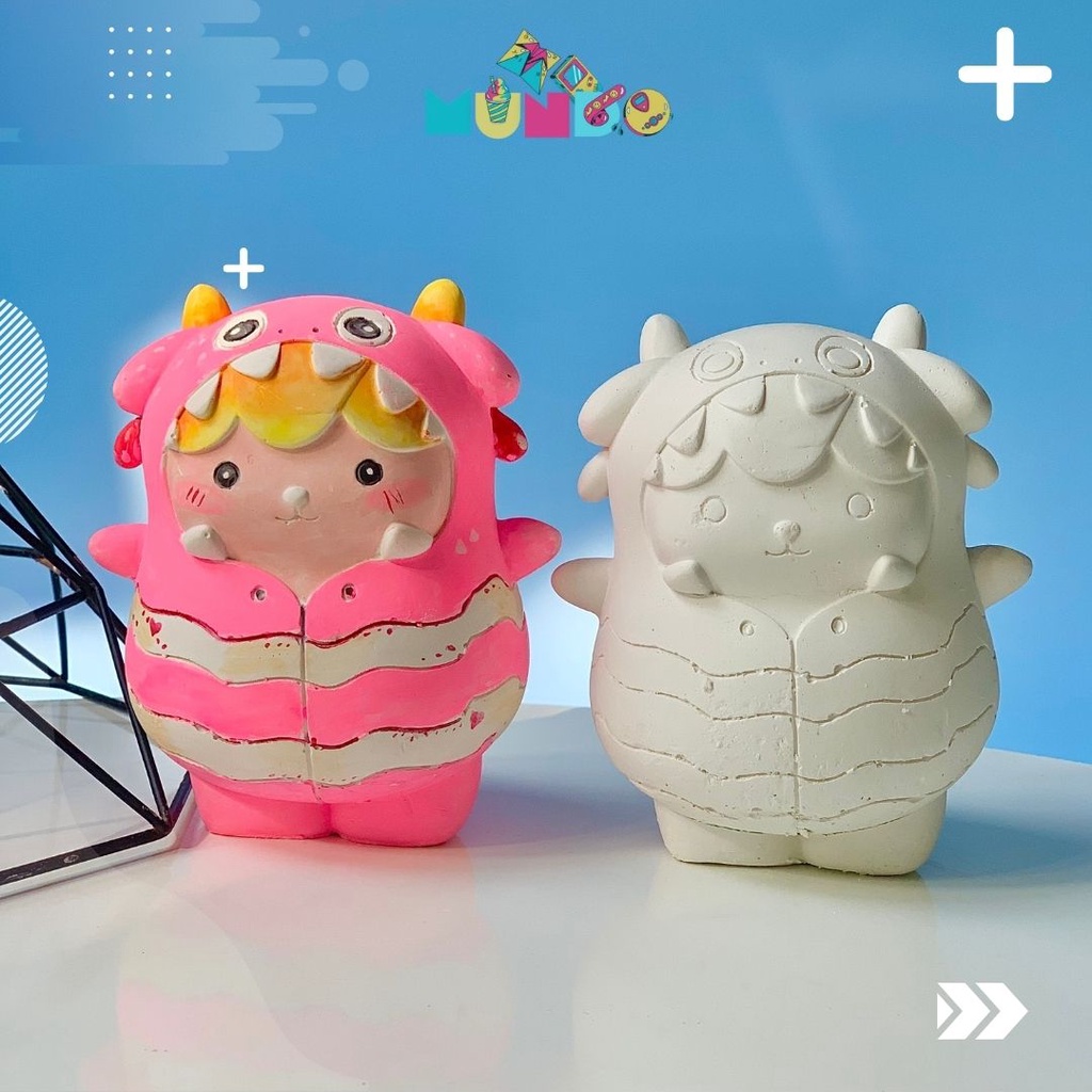 Tượng tô màu cao cấp chọn mẫu SIZE X COSPLAY KHỦNG LONG CUTE, tượng thạch cao MUNDO