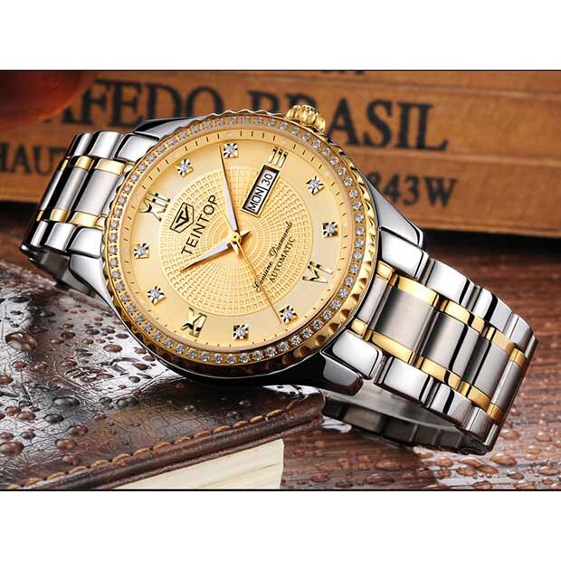 Đồng hồ đôi chính hãng Teintop T8629-9 Kính sapphire ,chống xước,Chống nước,dây kim loại máy Automatic,Bảo hành 12 Tháng