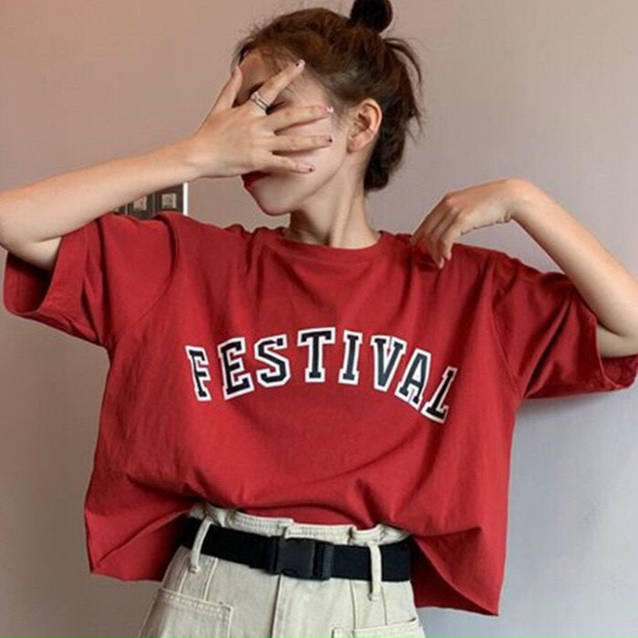 Áo Croptop nữ form rộng kiểu Hàn Quốc FESTIVAL Freesize dưới 55kg Molly Fashion