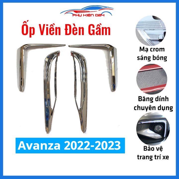 Ốp viền đèn gầm trước sau xe Avanza 2022-2023 mạ Crom chống trầy trang trí làm đẹp xe