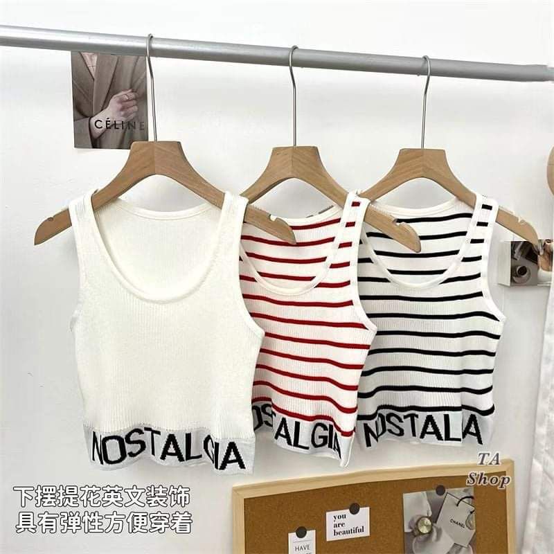 Áo len ba lỗ croptop chữ gấu hàng QC