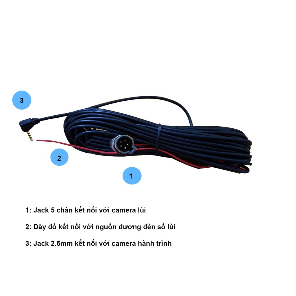 CHÍNH HÃNG, QUA SỬ DỤNG Camera lùi lắp cho camera hành trình jack 2.5, 5 chân, dây tín hiệu dài 5.5m mini hdmi 4 chân