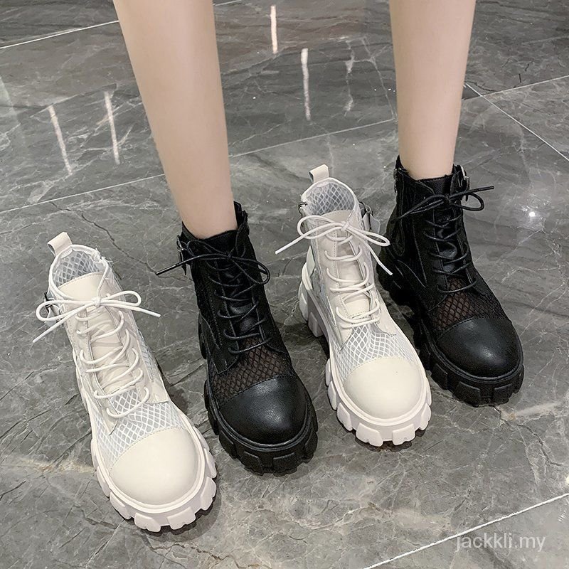 Giày Bốt Dr. Martens Đế Dày Phối Lưới Thoáng Khí Thời Trang Mùa Hè Cho Nữ 2021spring