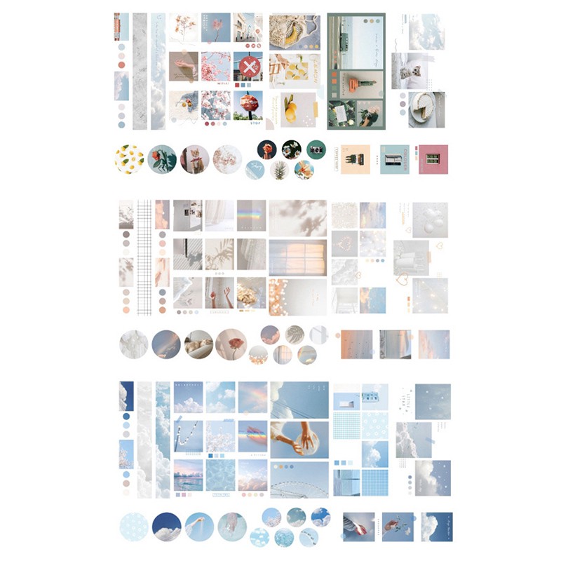 Set 40 nhãn dán giấy washi trang trí sổ tay thủ công