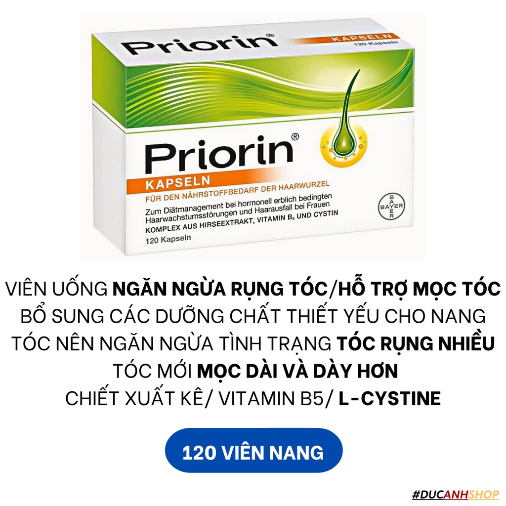 (Nội địa Đức) Viên uống NGĂN RỤNG TÓC/HỖ TRỢ MỌC TÓC Bayer Priorin 120 viên