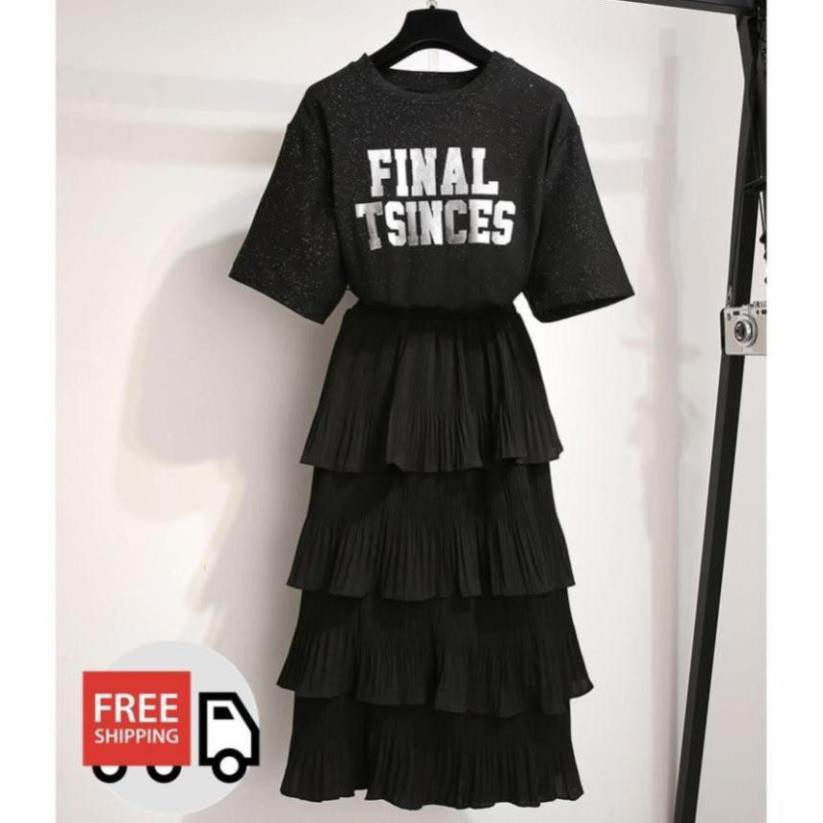 [Mã FAXANH55 giảm 10K đơn 50K] Chân Váy Xếp Li 4 Tầng Dáng Dài Cạp Cao hàng quảng châu. | BigBuy360 - bigbuy360.vn