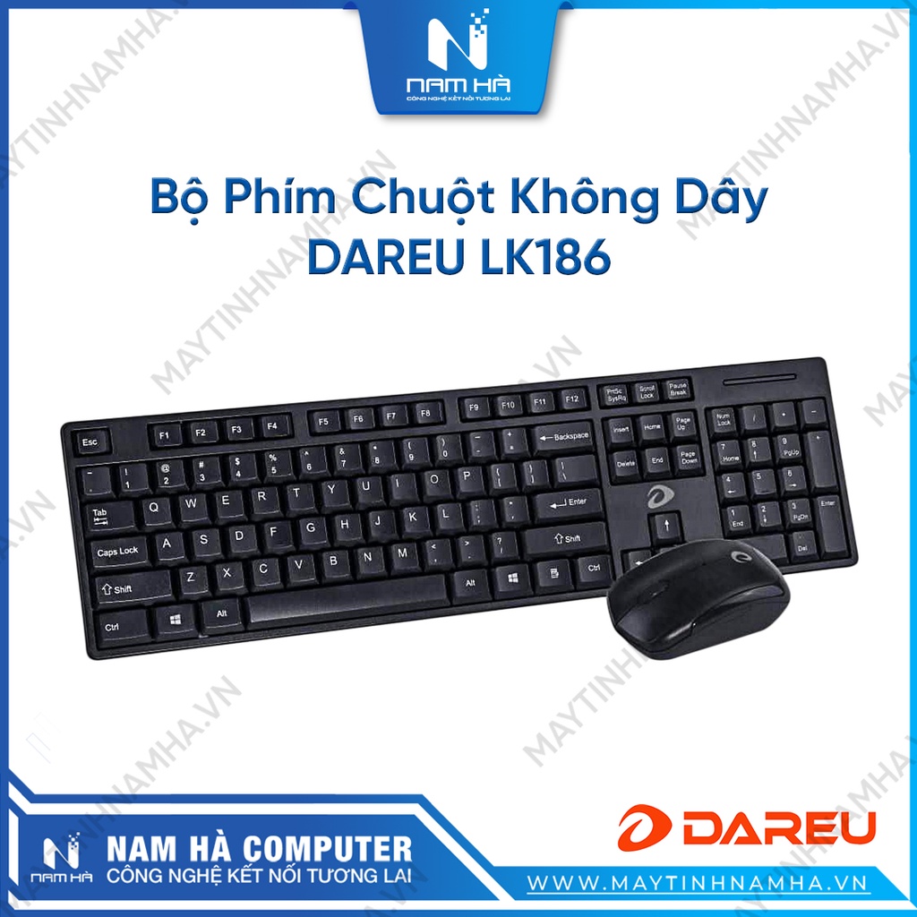 Bộ phím chuột không dây Dareu LK186 tặng kèm pin - Chính hãng bảo hành 2 năm