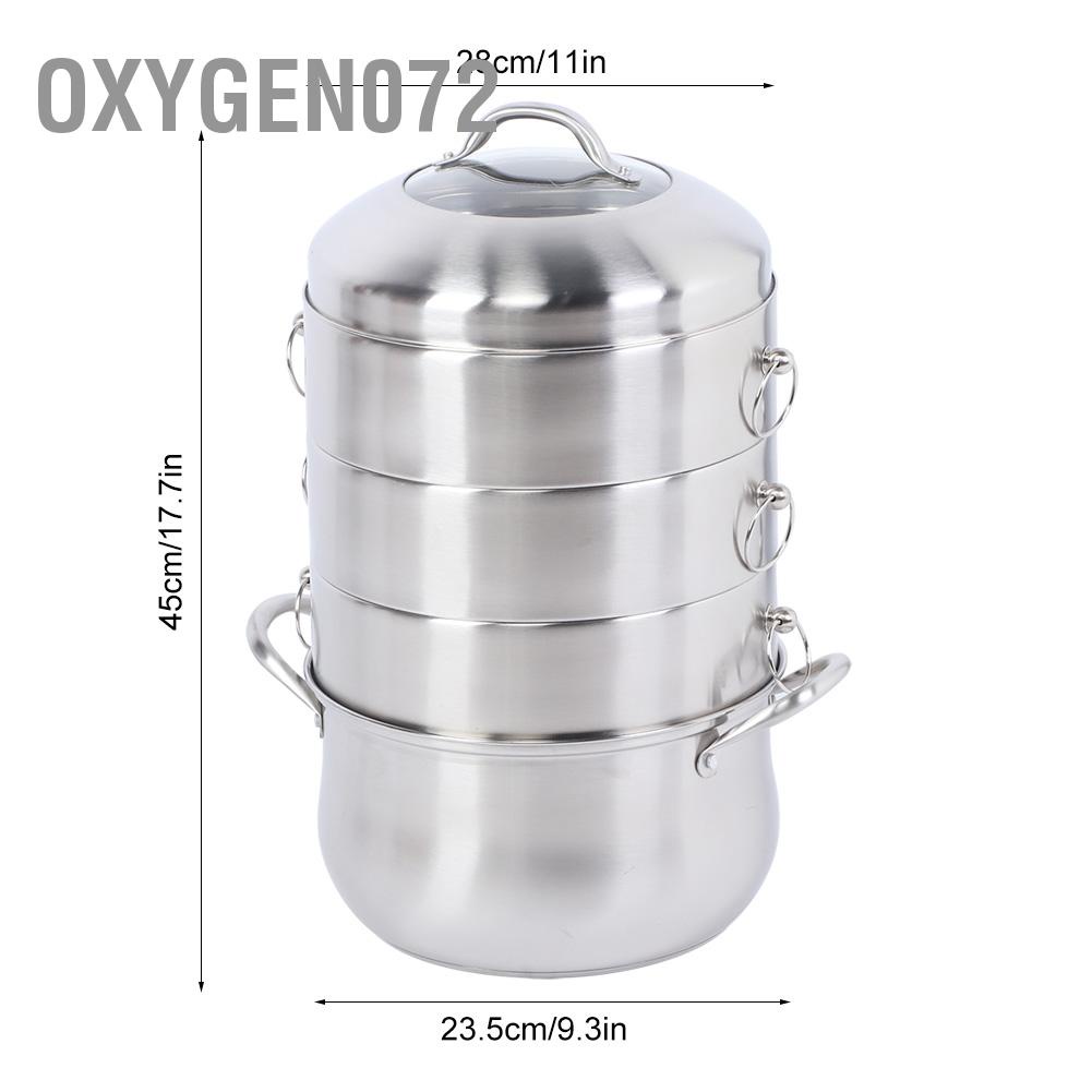 Oxygen072 4 Layer Stainless Steel Soup Cooker Food Steamer Energy-Saving Cooking Pot Kitchen Cookware