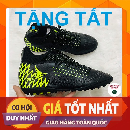 GIÀY ĐÁ BÓNG TẶNG TẤT CHỐNG TRƠN MIRA LUX 19.2 HÀNG CHÍNH HÃNG FULL HỘP - MAY FULL ĐẾ MÀU ĐEN XANH CHUỐI