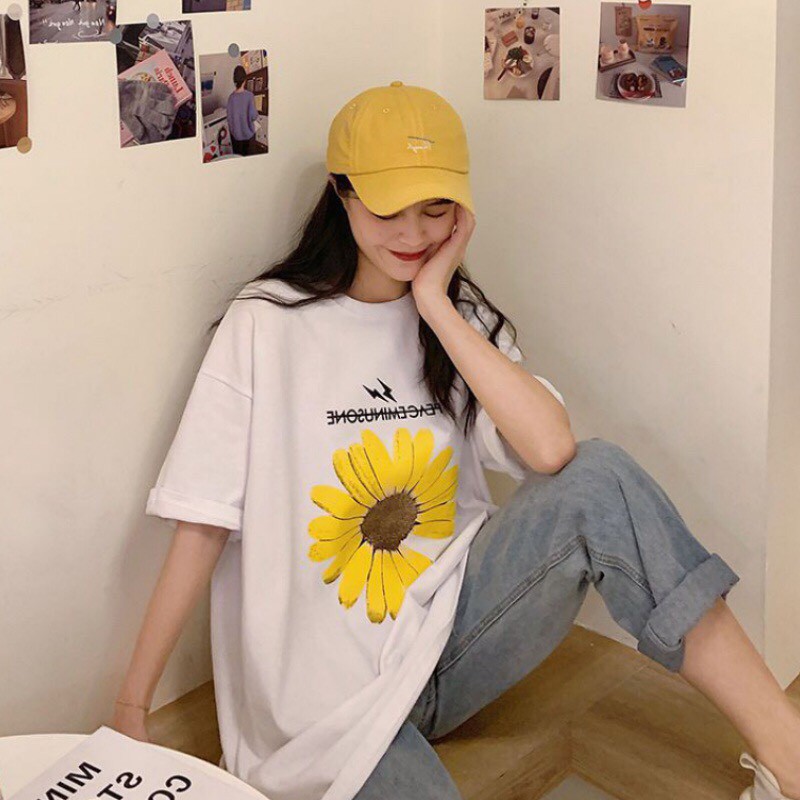 [ ẢNH THẬT [ Áo thun tay lỡ phông rộng cúc họa mi - Unisex nam nữ đều mặc được