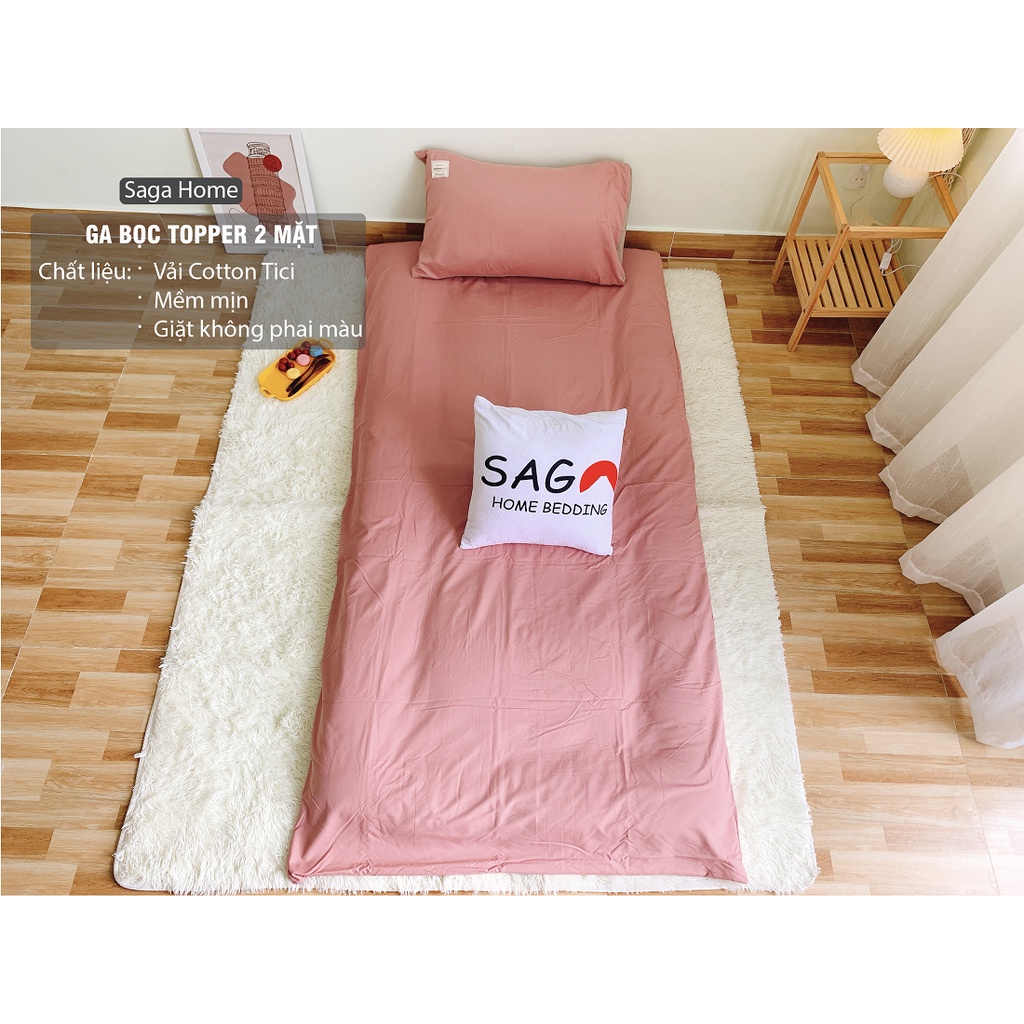 Bọc nệm Topper 2 mặt chất Cotton TICI Hàn Quốc size 1m x 2m, 1m2 x 2m, 1m4 x 2m, 1m6 x 2m, 1m8 x 2m mẫu 2023