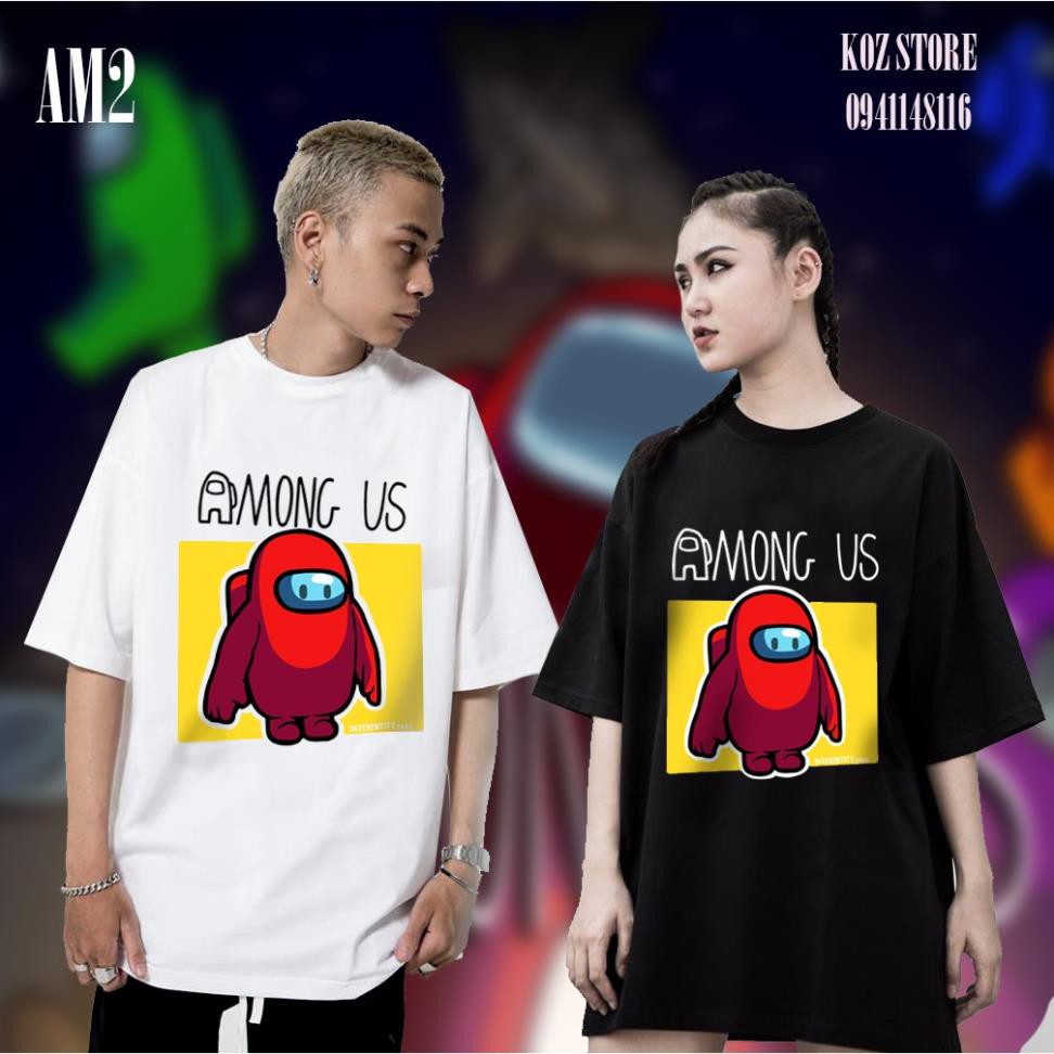 SALE Áo thun game AMONG AM2 TAY LỠ OVERSIZE UNISEX (2 Màu ĐEN-TRẮNG) có bigsize vải cotton cao cấp