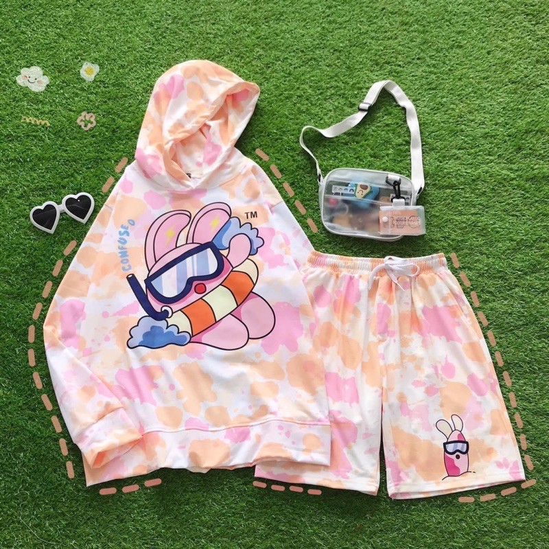 Set Hoodie Loang 3D Thỏ Ảnh Thật