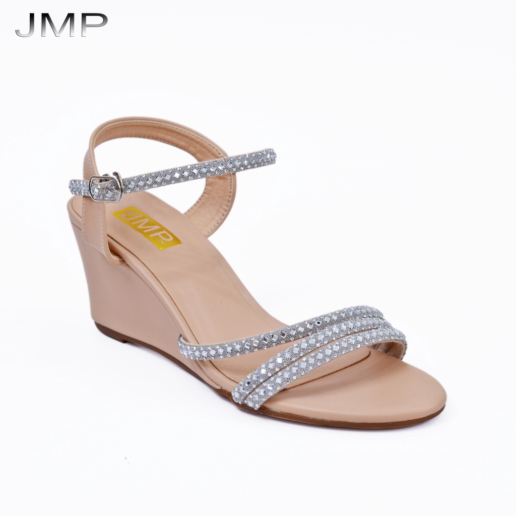 Giày Sandal Nữ Đế Xuồng Quai Đính Hạt Xinh Xắn Cao 7Cm - JMP - Đế Cao Su Chống Trượt - AH271