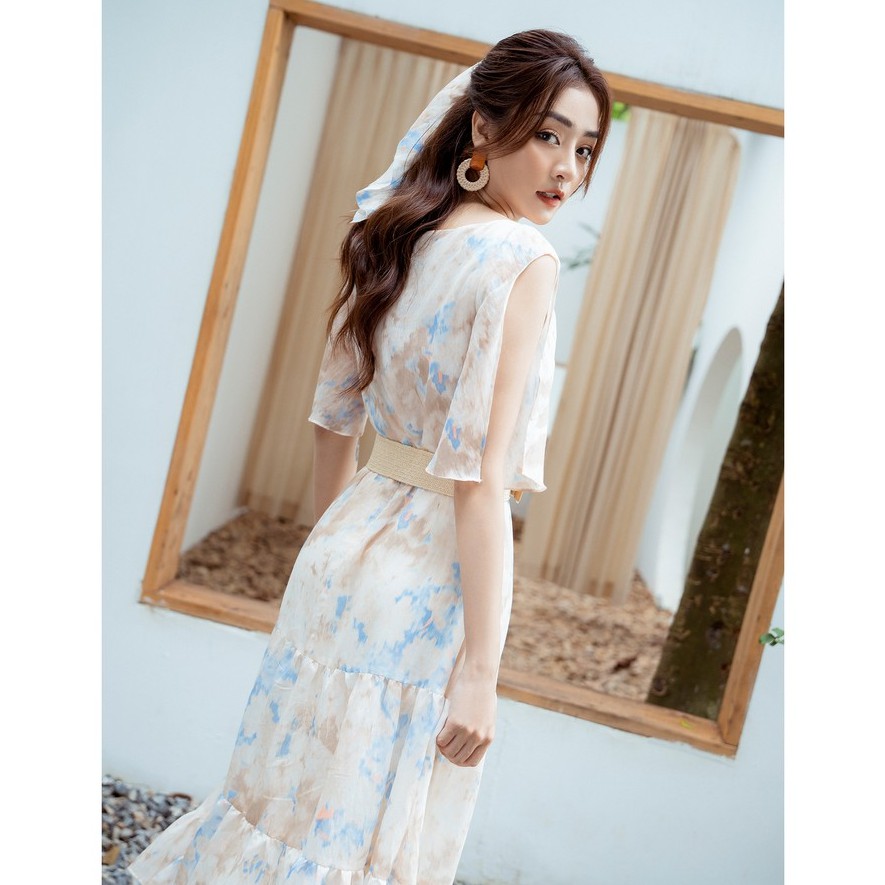 Đầm xòe, bèo tầng, tay sẻ Emspo DM4089