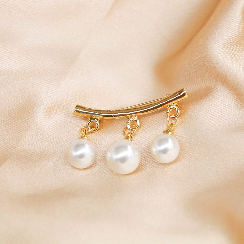 Ghim Cài Áo Hình Nơ Đính Ngọc Trai Chống Chói Thời Trang Cho Nữ