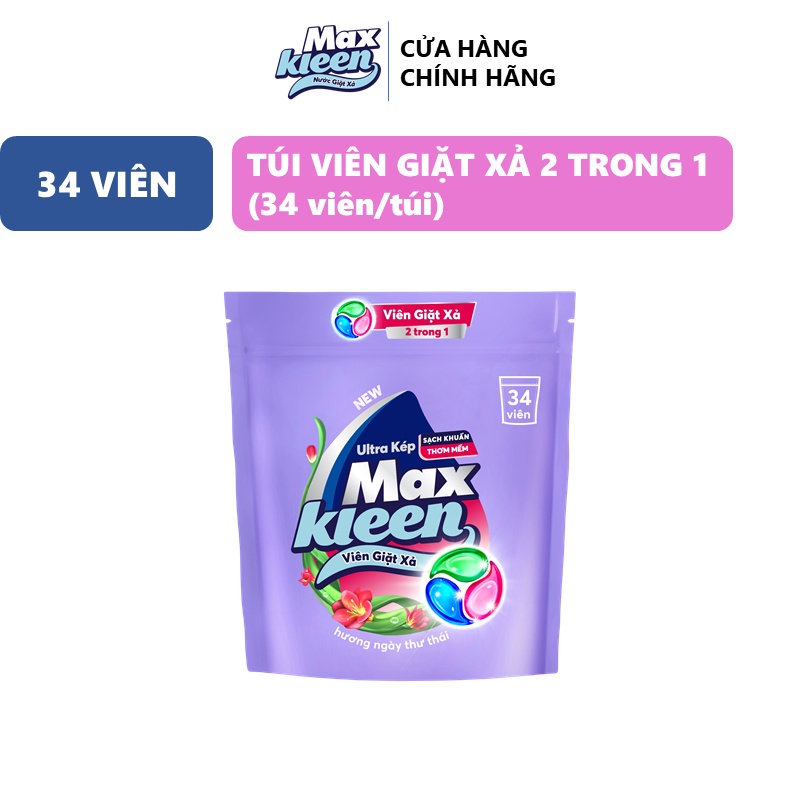 [HC GIFT] Túi Viên Giặt Xả MaxKleen 2 Trong 1 (34 Viên/Túi)