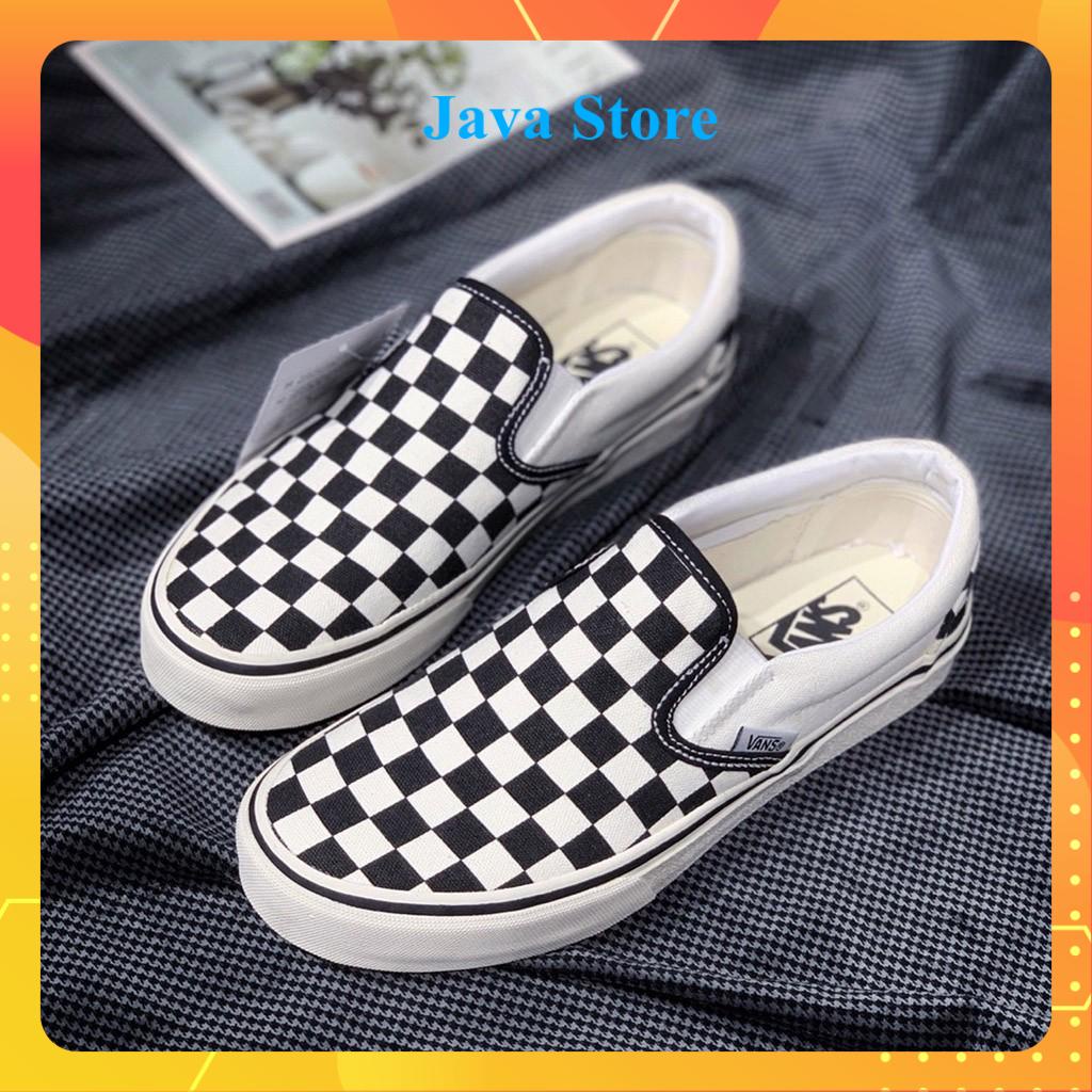 Giày Thể Thao Vans Caro Lười Slip On Nam Nữ Lót Da Cao Cấp [ Full Box + Bill ]