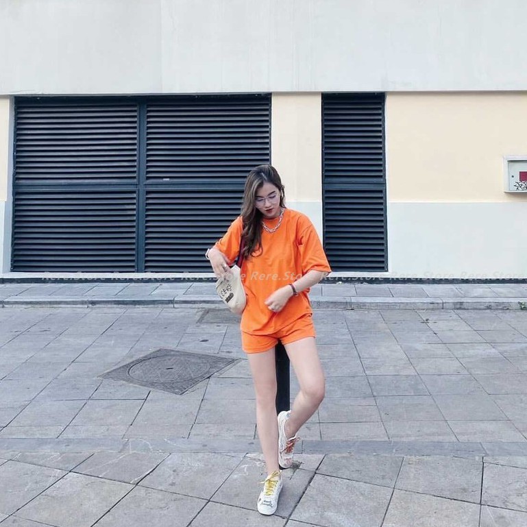Set Quần Áo Thụng Trơn Cộc Tay Oversize - Rere.Store [FREESHIP] - Bộ áo thun tay lỡ dáng rộng kèm quần đùi nhiều màu | BigBuy360 - bigbuy360.vn