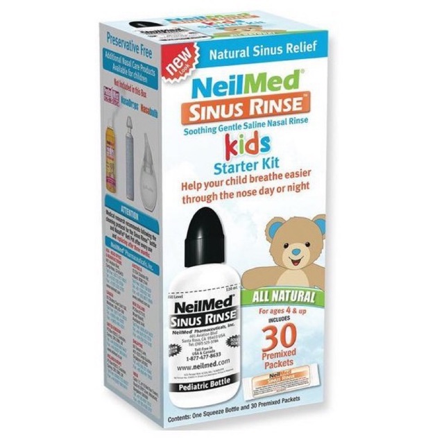Bình rửa mũi neilmed 120ml kèm 30 muối trẻ em (có tách bán lẻ)