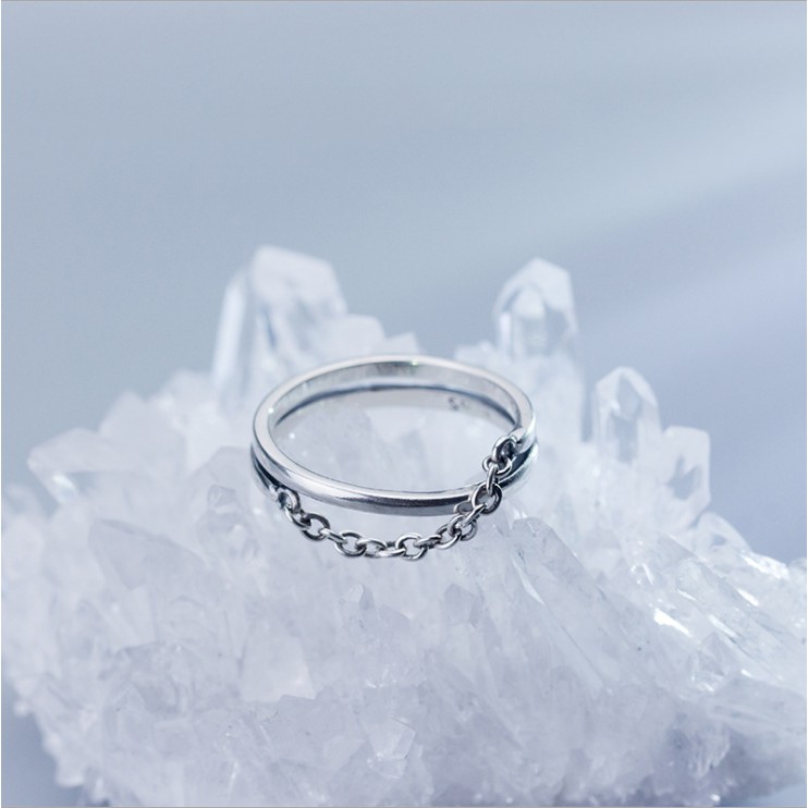 Nhẫn Tay Bạc Nữ Móc Xích Bảo Ngọc Jewelry Thiêt Kế Cá Tính Giành Cho Nữ N2463