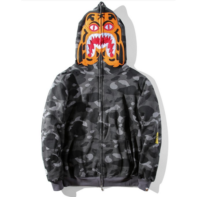 New A Bathing Ape Bape Tiger Shark Camouflage Hoodie Sweater Men Women Casual Jacket